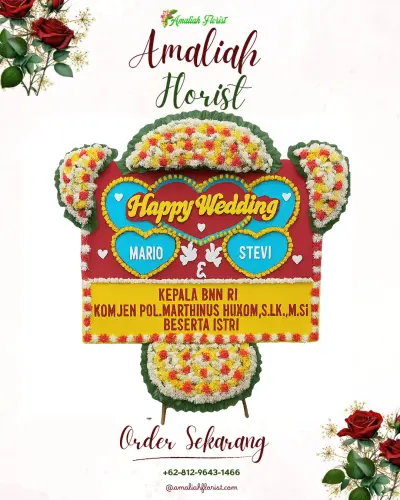 Karangan Papan Bunga Pernikahan di Jekan Raya